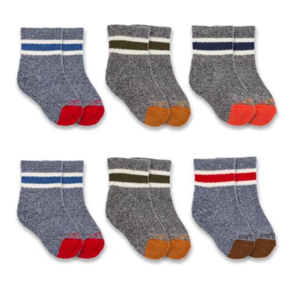 Carhartt- Boy's Midweight Camp Crew Sock 6-Pack